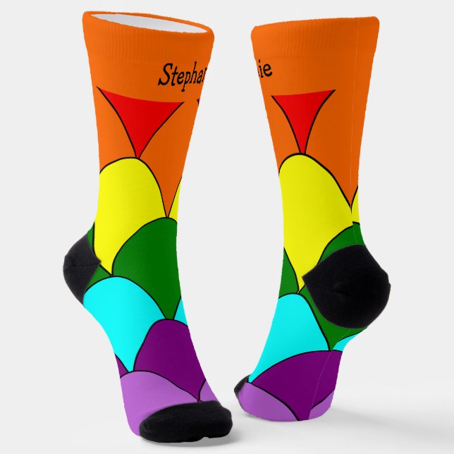 Multi Coloured Art Deco Design Socks (Angled)