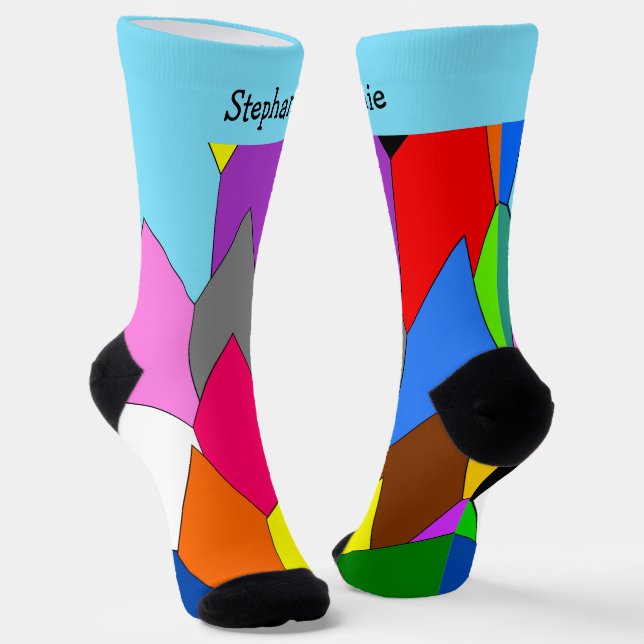 Multi Coloured Art Deco Design Socks (Angled)