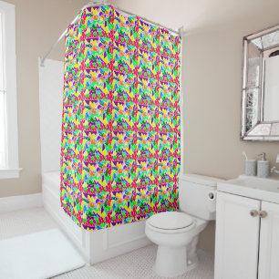 Multi coloured art decor shower curtain
