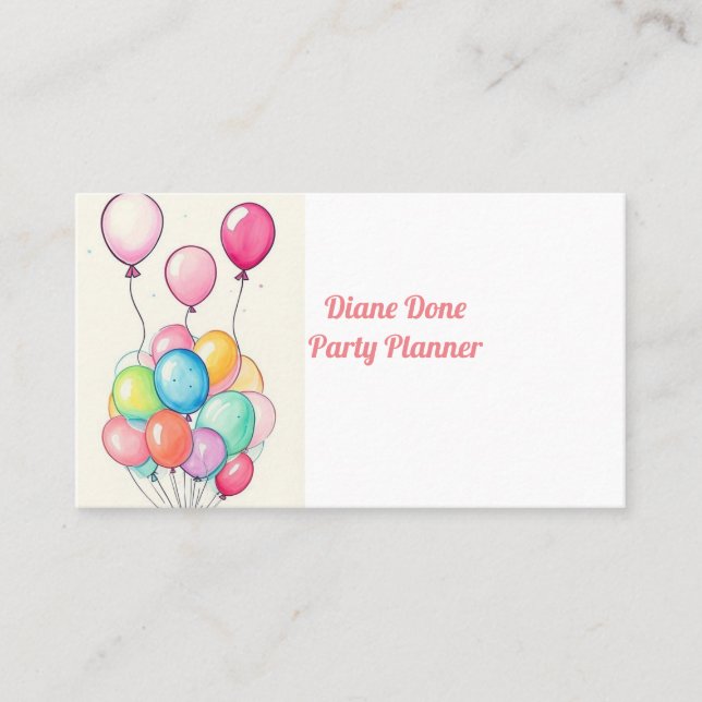 Multi Coloured Balloons Business Card (Front)