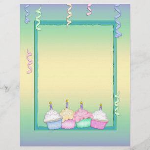 Multi-coloured Birthday Cupcakes Letterhead
