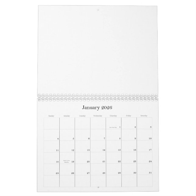 Multi-coloured Black & Wh Backgrounds on a Calenda Calendar (Jan 2026)