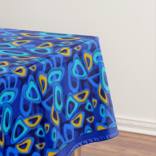 Multi-coloured blue ornament abstract tablecloth (In Situ)