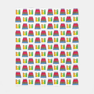 Multi-Coloured Book Pattern Fleece Blanket