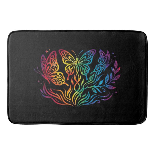 Multi Coloured Butterfly Bath Mat (Front)