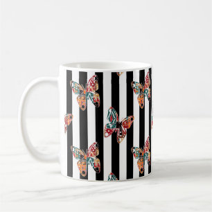 Multi-coloured butterfly coffee mug