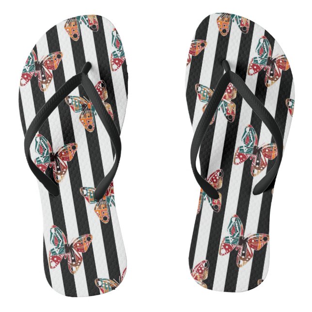 Multi-coloured butterfly flip flops (Footbed)
