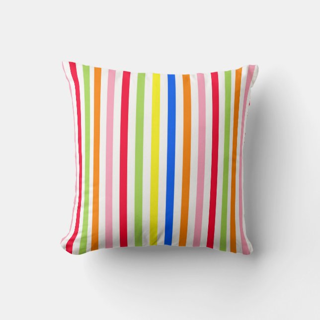 Multi Coloured Candy Stripes Cushion (Front)