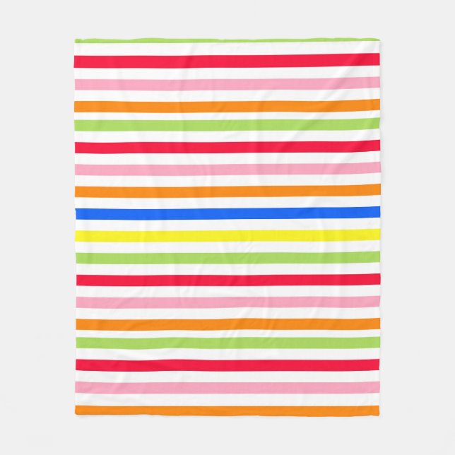 Multi Coloured Candy Stripes Fleece Blanket (Front)