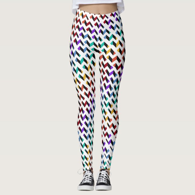 Multi-coloured Chevron  Leggings (Front)