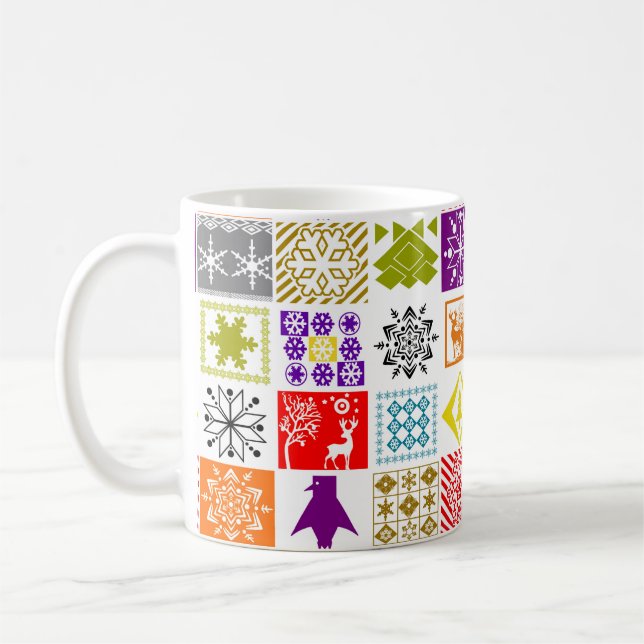 Multi-coloured Christmas Coffee Mug (Left)