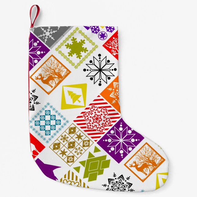 Multi-coloured Christmas Small Christmas Stocking (Front)