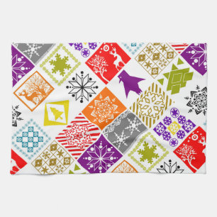 Multi-coloured Christmas Tea Towel