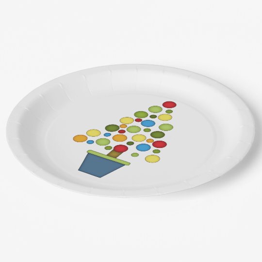 Multi-Coloured Christmas Tree/Illustration Paper Plate | Zazzle.co.uk