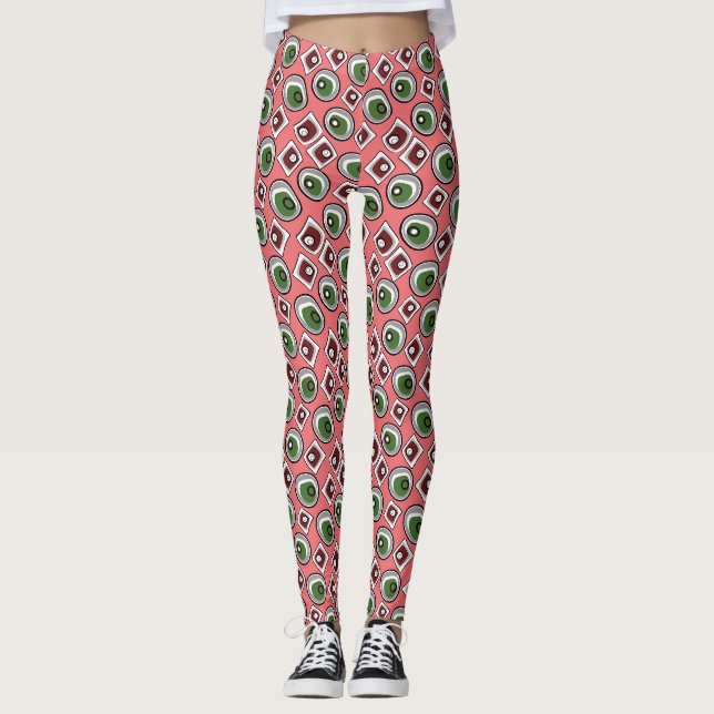 Multi-coloured circles and retro sixties  leggings (Front)