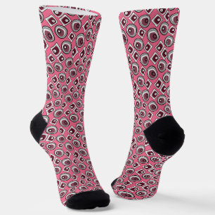 Multi-coloured circles and rings retro sixties socks