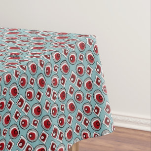 Multi-coloured circles and rings retro sixties tablecloth
