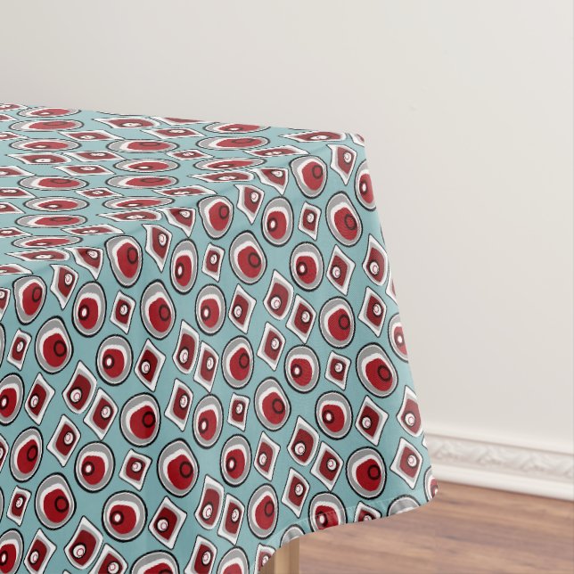 Multi-coloured circles and rings retro sixties  tablecloth (In Situ)