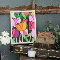 Multi-Coloured Colourful Tulips Abstract Art