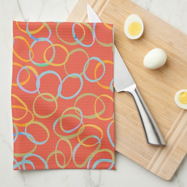 Multi Coloured Cool Abstract Pattern  Tea Towel (Quarter Fold)