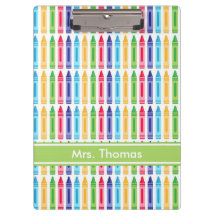 Multi Coloured Crayon Personalised Clipboard
