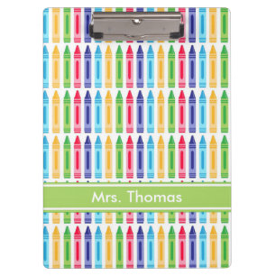 Multi Coloured Crayon Personalised Clipboard