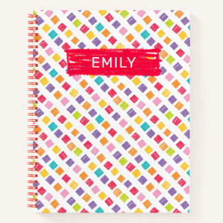 Multi-Coloured Crayon Squares Pattern Notebook