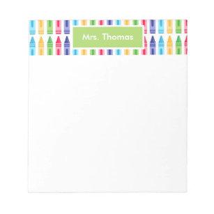 Multi Coloured Crayons Personalised Notepad