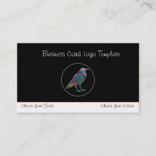 Multi- Coloured Crow or Raven Logo Business Card