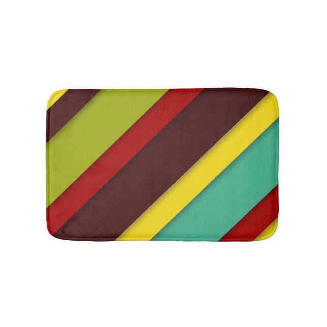 Multi-Coloured Diagonal Stripes Bath Mat (Front)