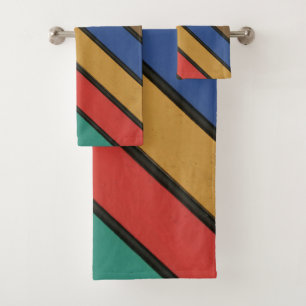 Multi Coloured Diagonal Stripes Bath Towel Set