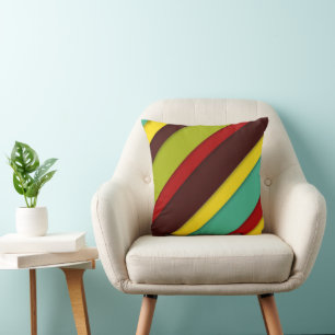 Multi-Coloured Diagonal Stripes Cushion