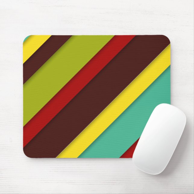 Multi-Coloured Diagonal Stripes Mouse Mat (With Mouse)