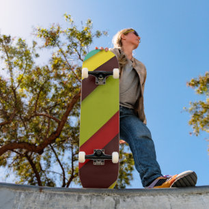 Multi-Coloured Diagonal Stripes Skateboard