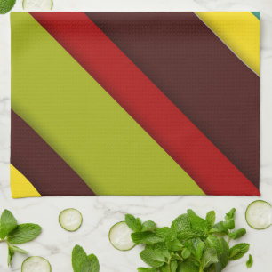 Multi-Coloured Diagonal Stripes Tea Towel