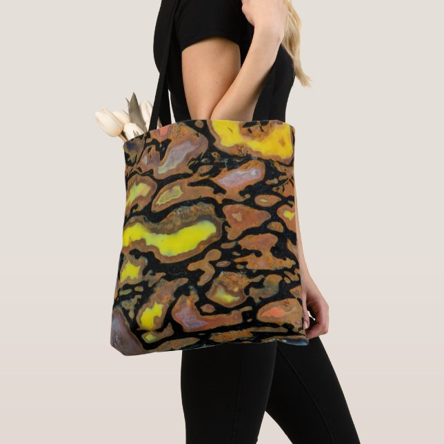 Multi Coloured Dinosaur Bone Tote Bag (Close Up)