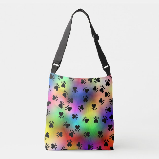 Multi Coloured dog paw prints Tote Bag (Front)