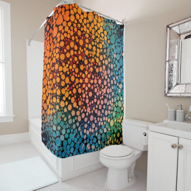Multi-coloured Dotted Design  Shower Curtain (In Situ)