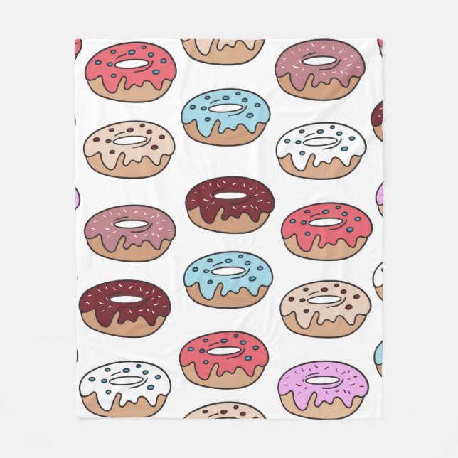 Multi-coloured doughnuts hand drawn seamless patte fleece blanket (Front)