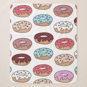 Multi-coloured doughnuts hand drawn seamless patte sherpa blanket