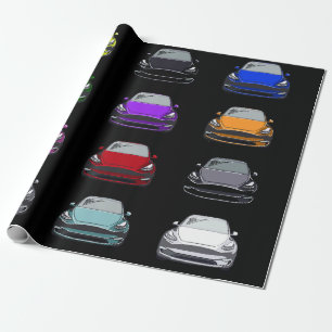 Multi Coloured Electric Vehicle SUV Car Black Wrapping Paper