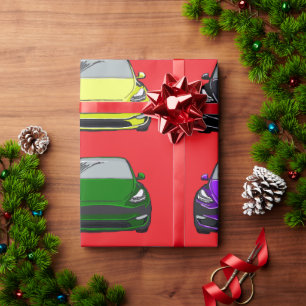 Multi Coloured Electric Vehicle SUV Car Red Wrapping Paper