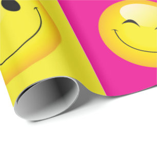 Multi-coloured Emoji Party Emoticon Faces Wrapping Paper