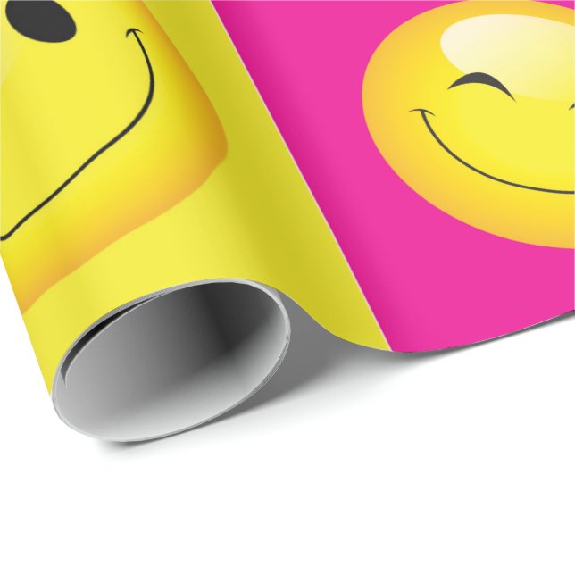 Multi-coloured Emoji Party Emoticon Faces Wrapping Paper (Roll Corner)