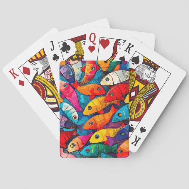 Multi-coloured Fish Pattern Playing Cards (Back)