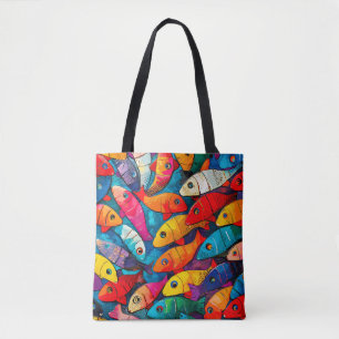 Multi-coloured Fish Pattern Tote Bag