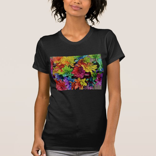 Multi-Coloured Floral T-Shirt (Black) (Front)