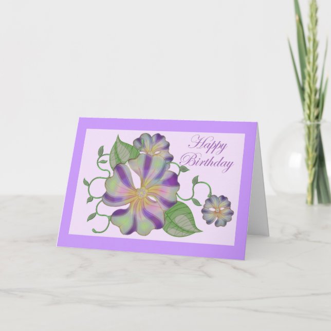multi coloured flower happy birthday card (Front)