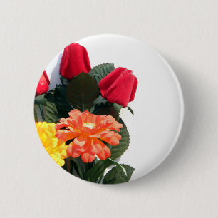 Multi-Coloured Flowers 6 Cm Round Badge
