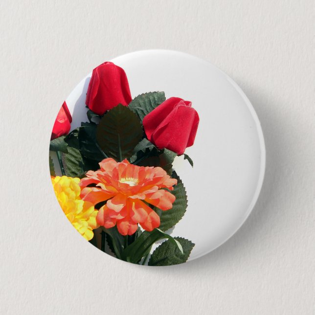 Multi-Coloured Flowers 6 Cm Round Badge (Front)